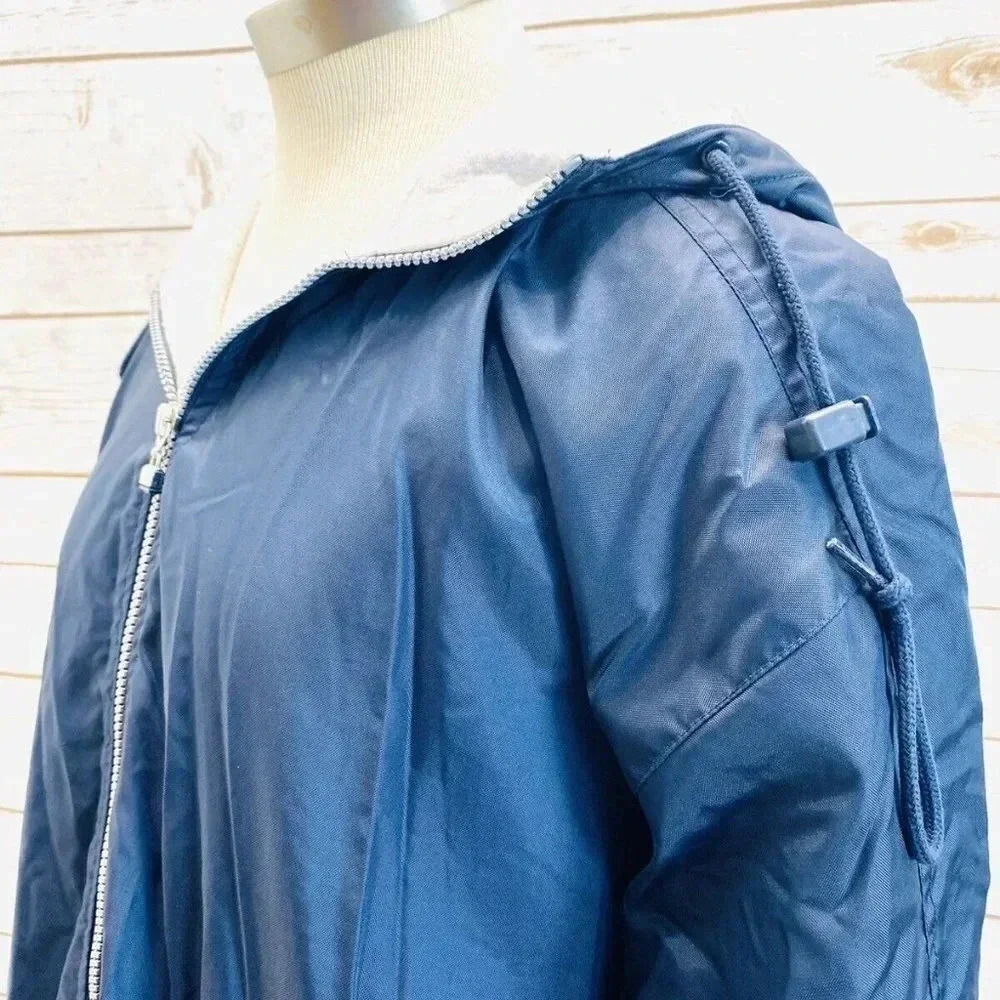 B&B SPORTS Men Zip Up Lined Hoodie Blue Casual Windbreaker Jacket Size Large - Picture 10 of 12